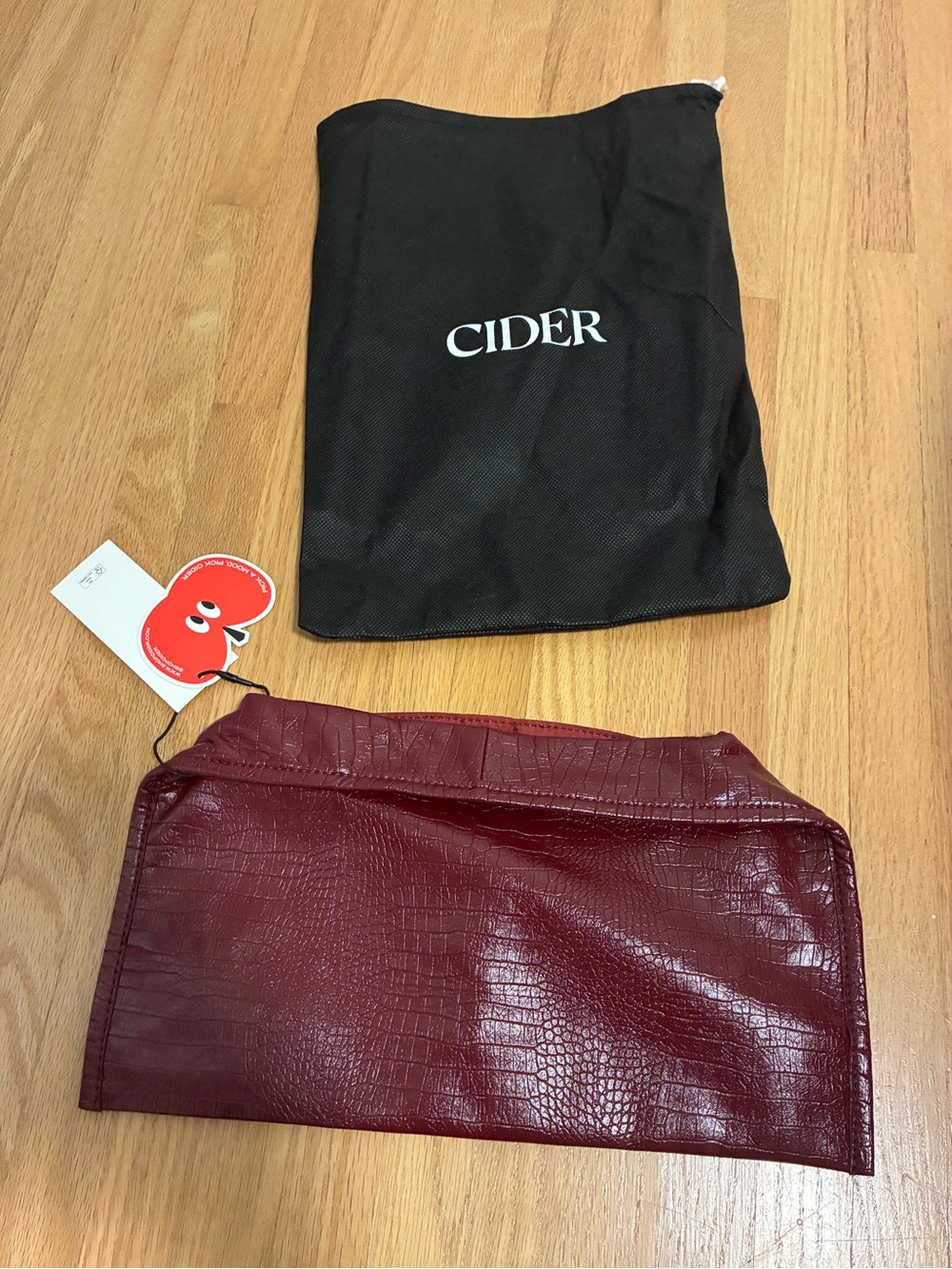 Cider Maroon Croc-Embossed Wristlet Clutch